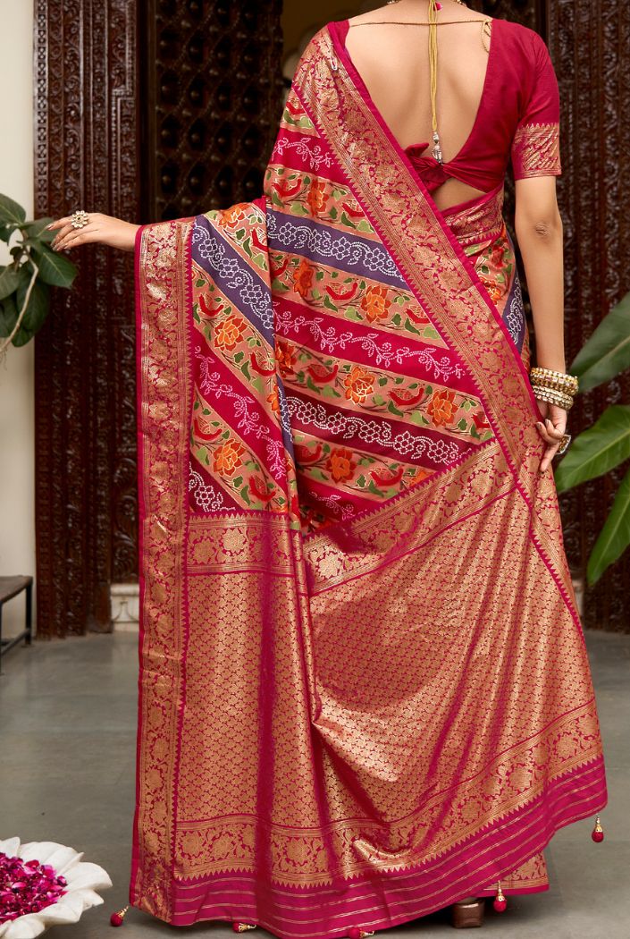 Multicolor Red Banarasi Patola Silk Saree