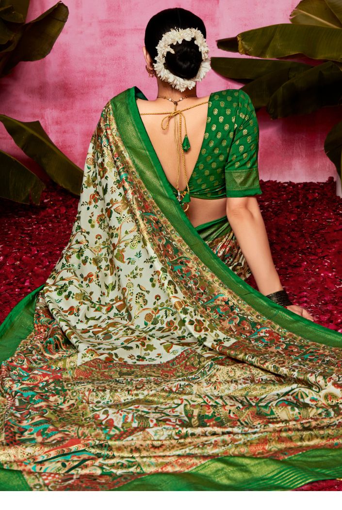 Lima Green Patola Soft Silk Saree