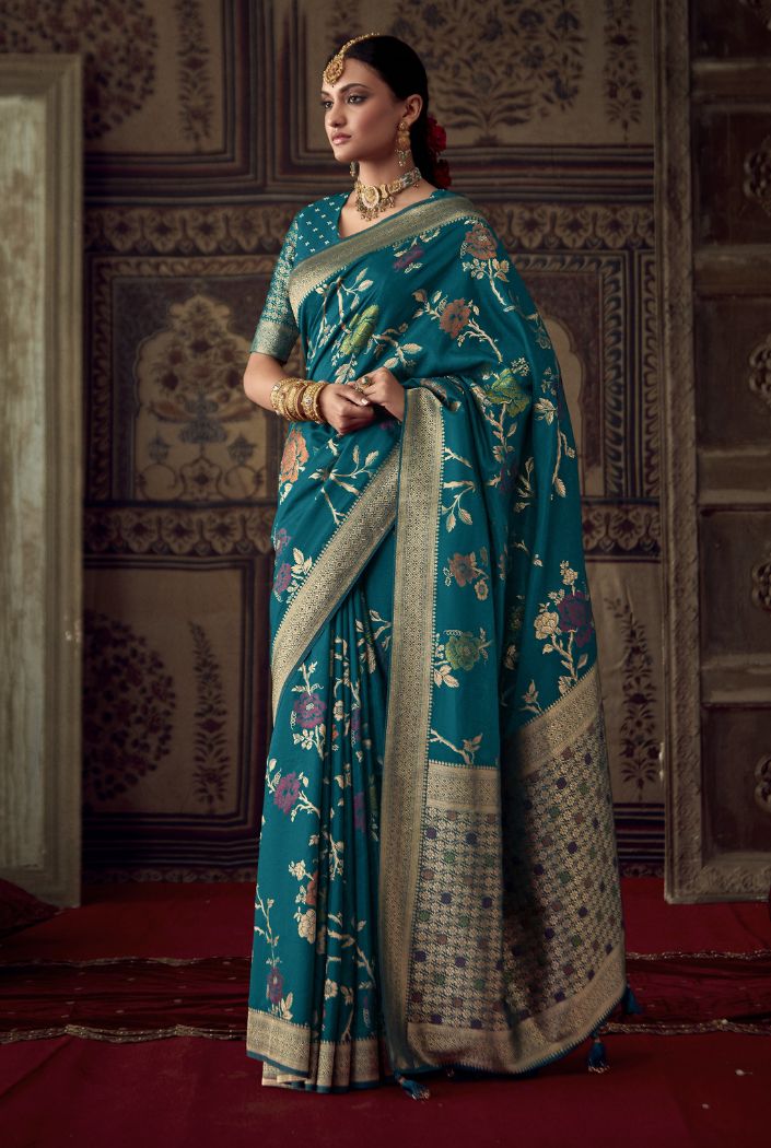 Eden Blue Designer Banarasi Silk Saree