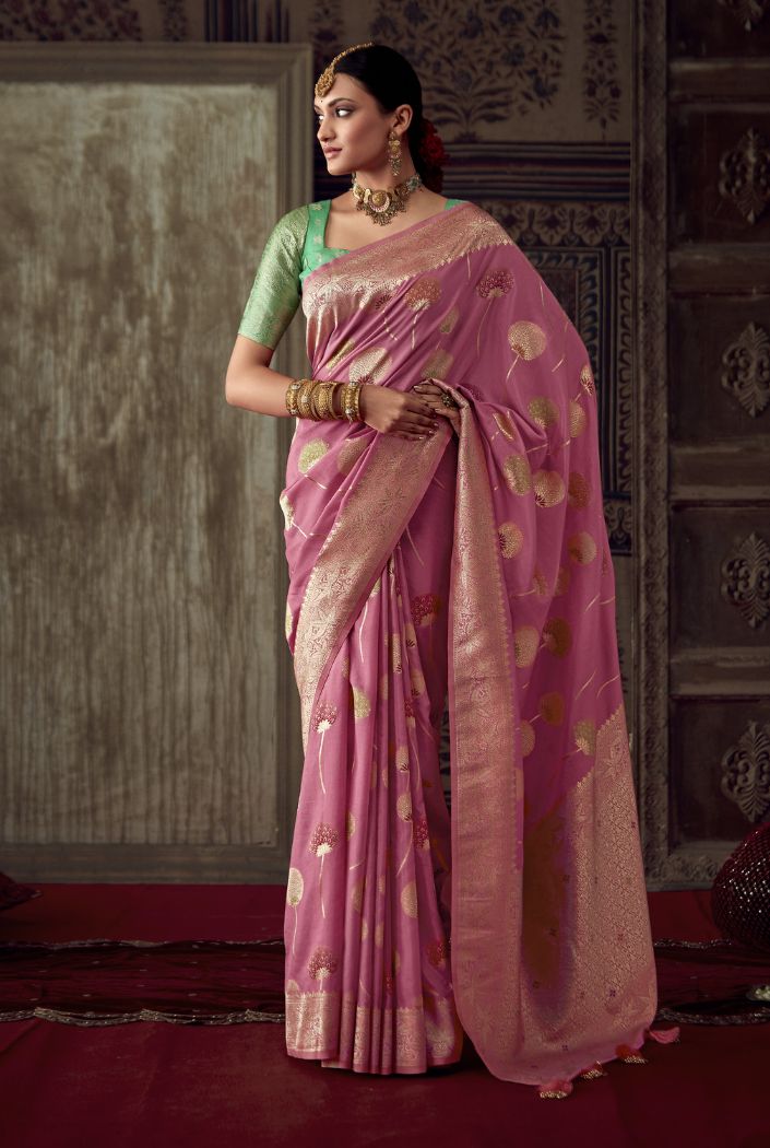 Persian Pink Designer Banarasi Silk Saree