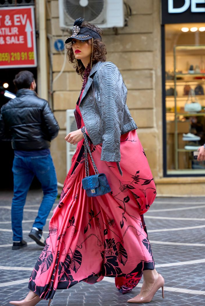 Carnation Pink Printed Satin Silk Saree