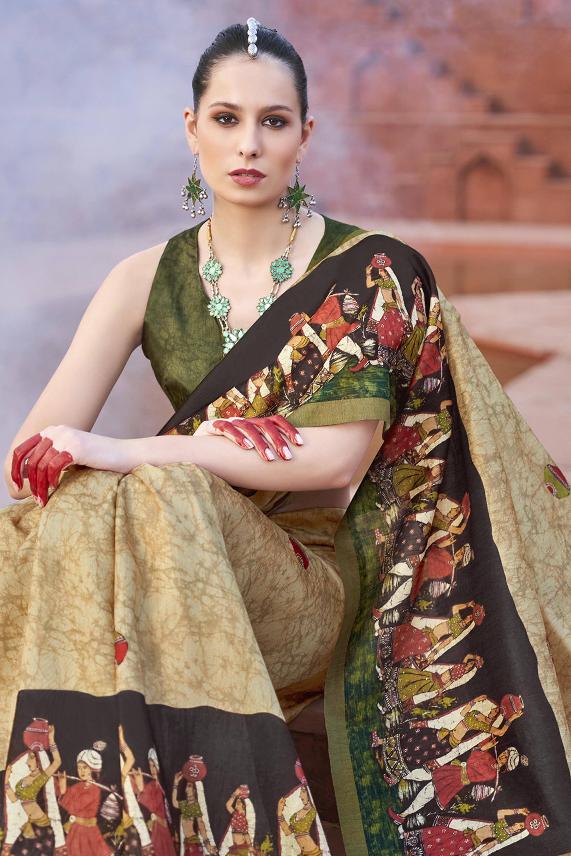 Green Shade Handloom Tussar Silk Saree