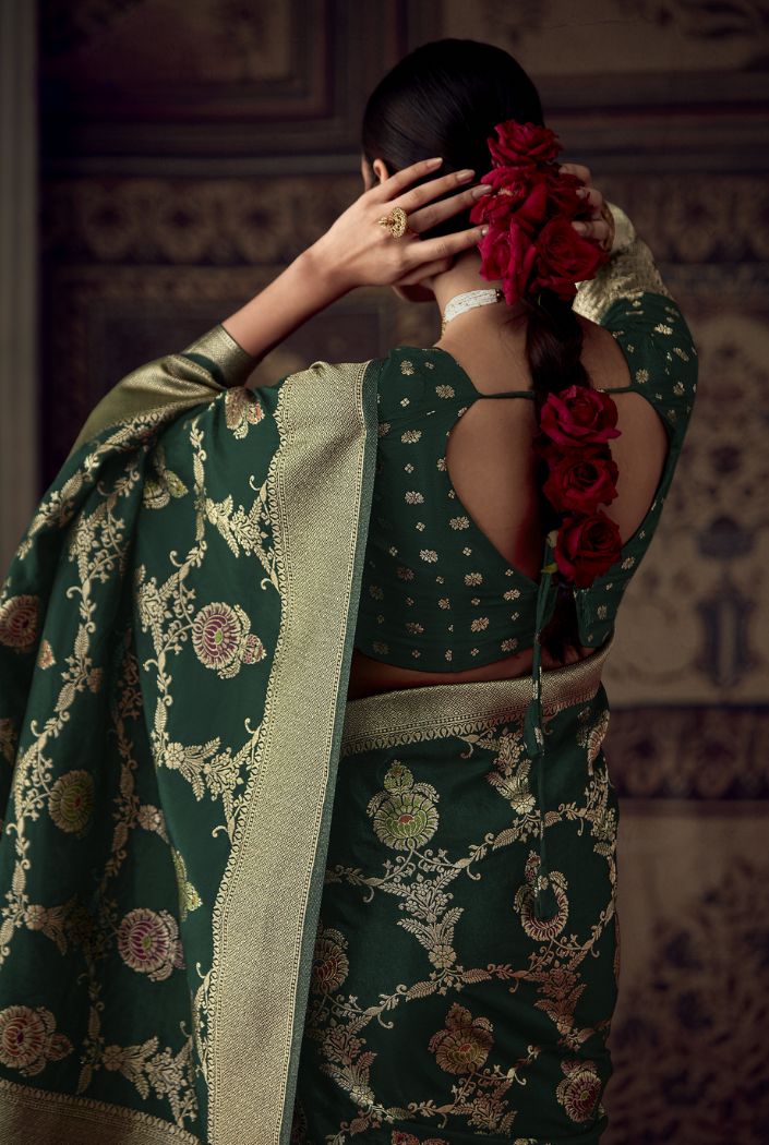 Nandor Green Designer Banarasi Silk Saree