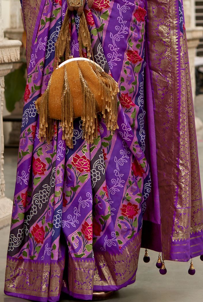 Seance Purple Banarasi Patola Silk Saree