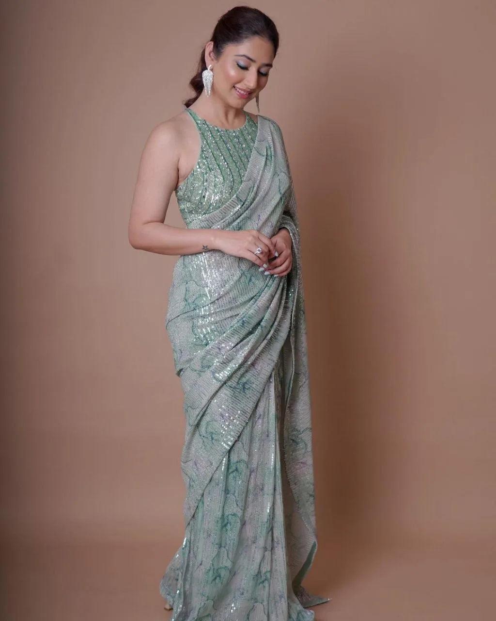 Banglori Embroidery & Sequence Work Georgette Saree - Mira Fashion