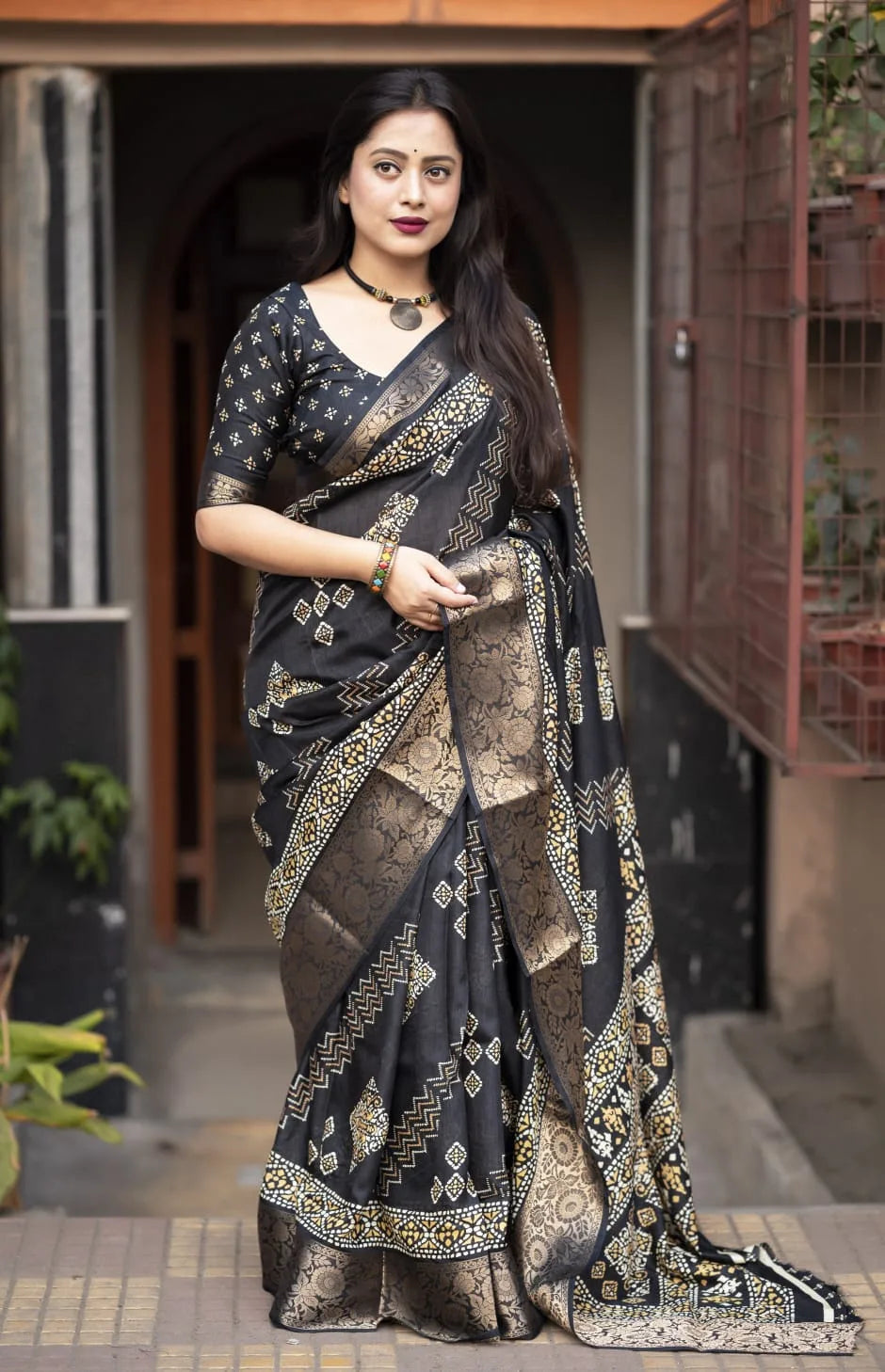 Soft Cotton Bhandani Batik Saree - Mira Fashion