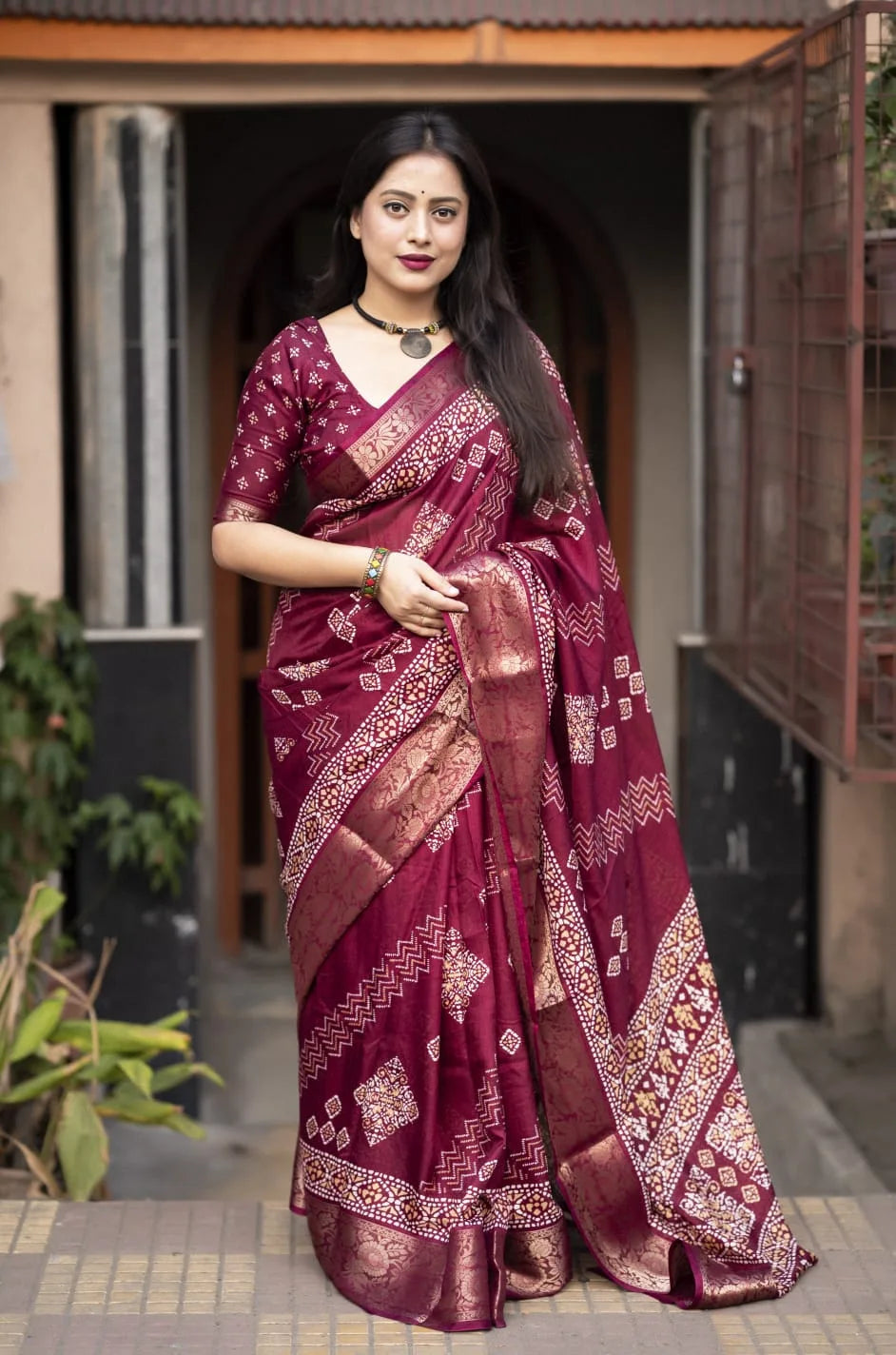 Soft Cotton Bhandani Batik Saree (Copy) - Mira Fashion