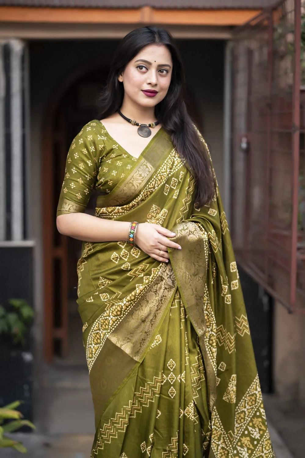 Soft Cotton Bhandani Batik Saree - Mira Fashion