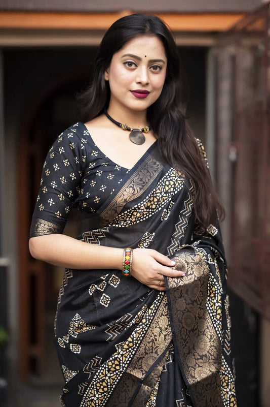 Soft Cotton Bhandani Batik Saree - Mira Fashion