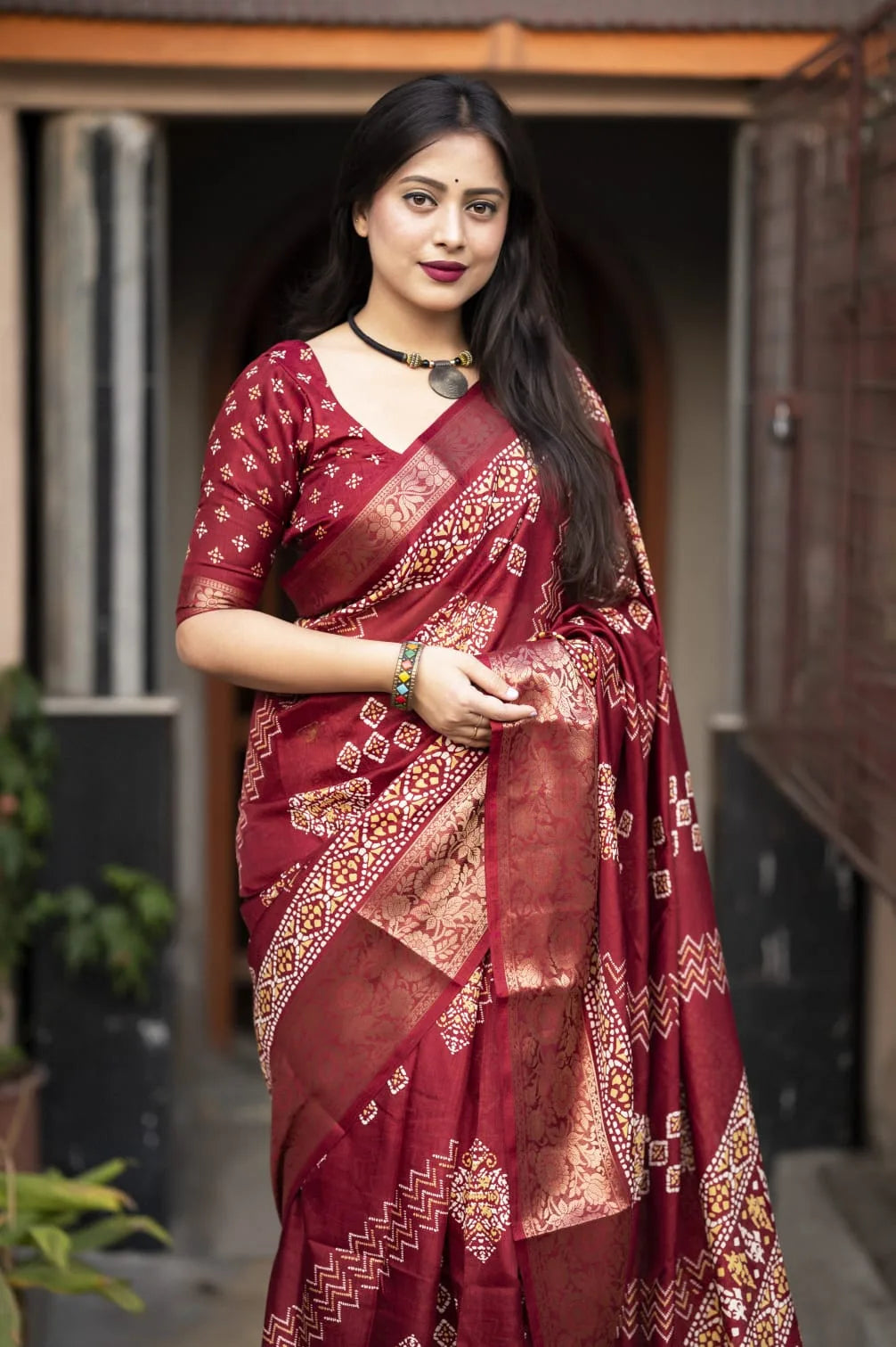 Soft Cotton Bhandani Batik Saree - Mira Fashion