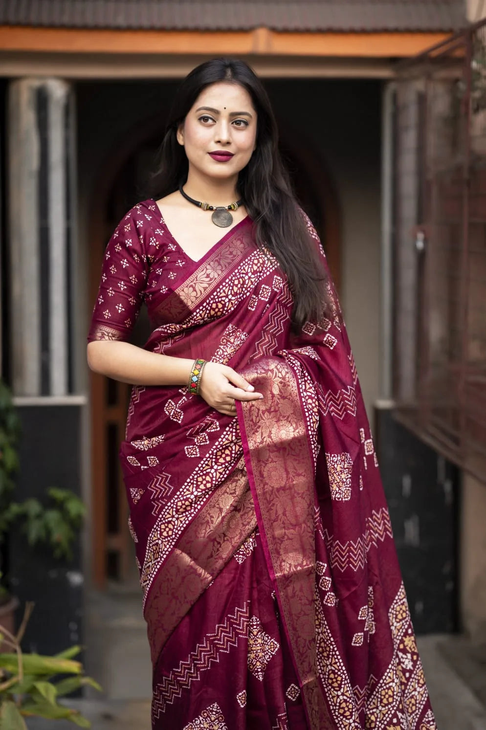 Soft Cotton Bhandani Batik Saree (Copy) - Mira Fashion