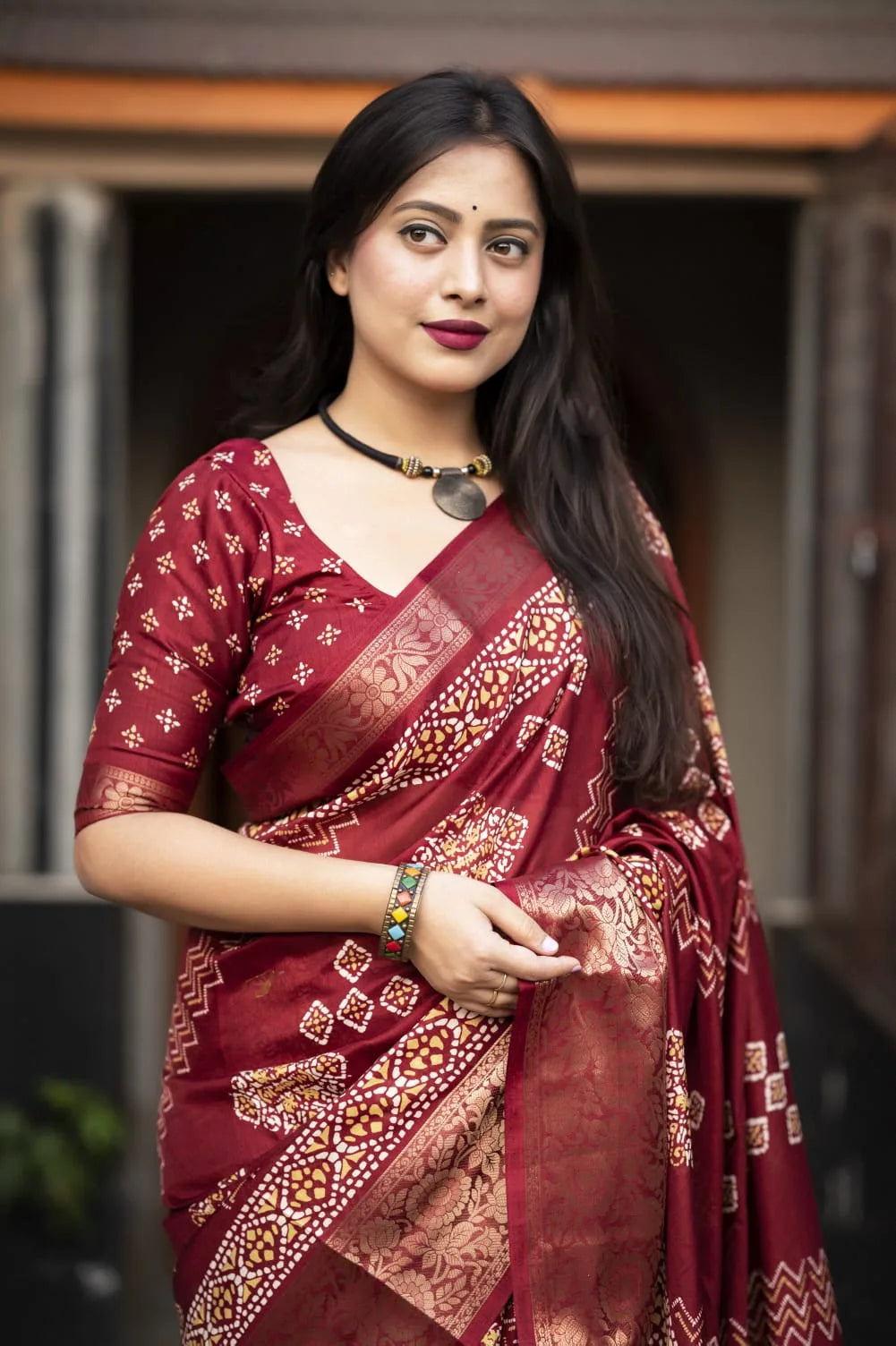 Soft Cotton Bhandani Batik Saree - Mira Fashion