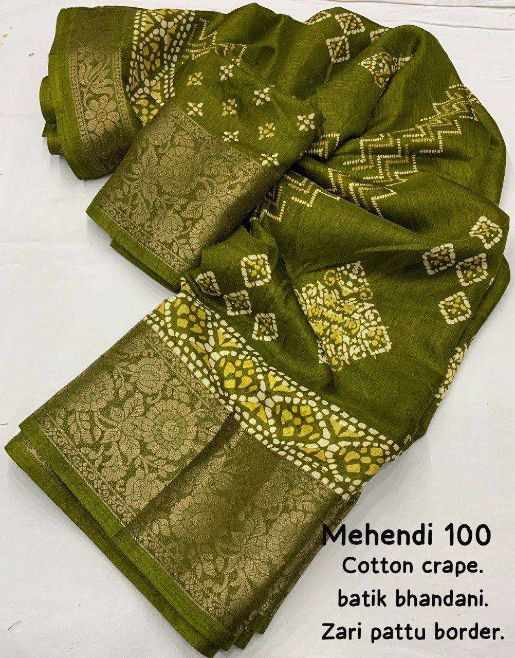 Soft Cotton Bhandani Batik Saree - Mira Fashion