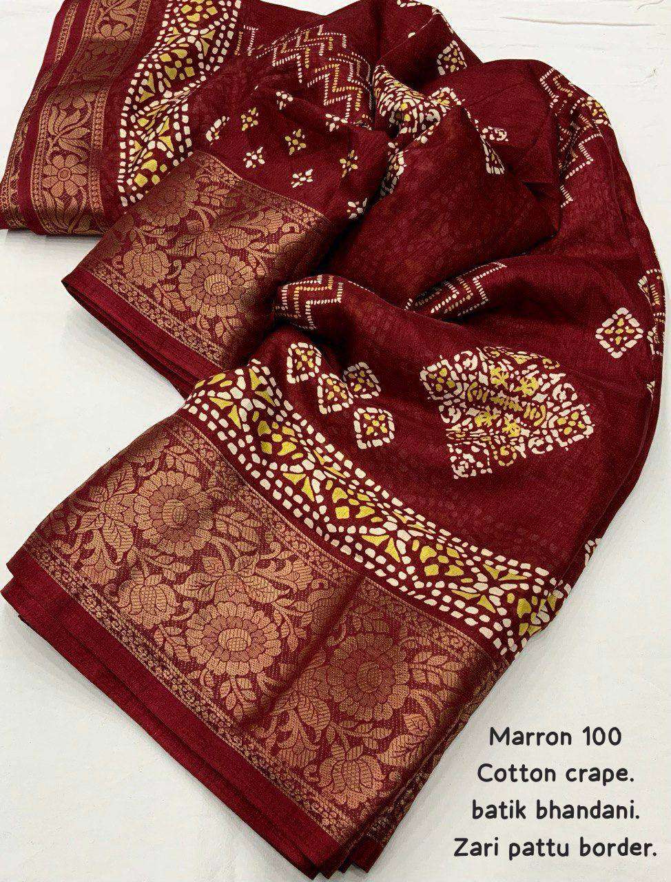 Soft Cotton Bhandani Batik Saree (Copy) - Mira Fashion