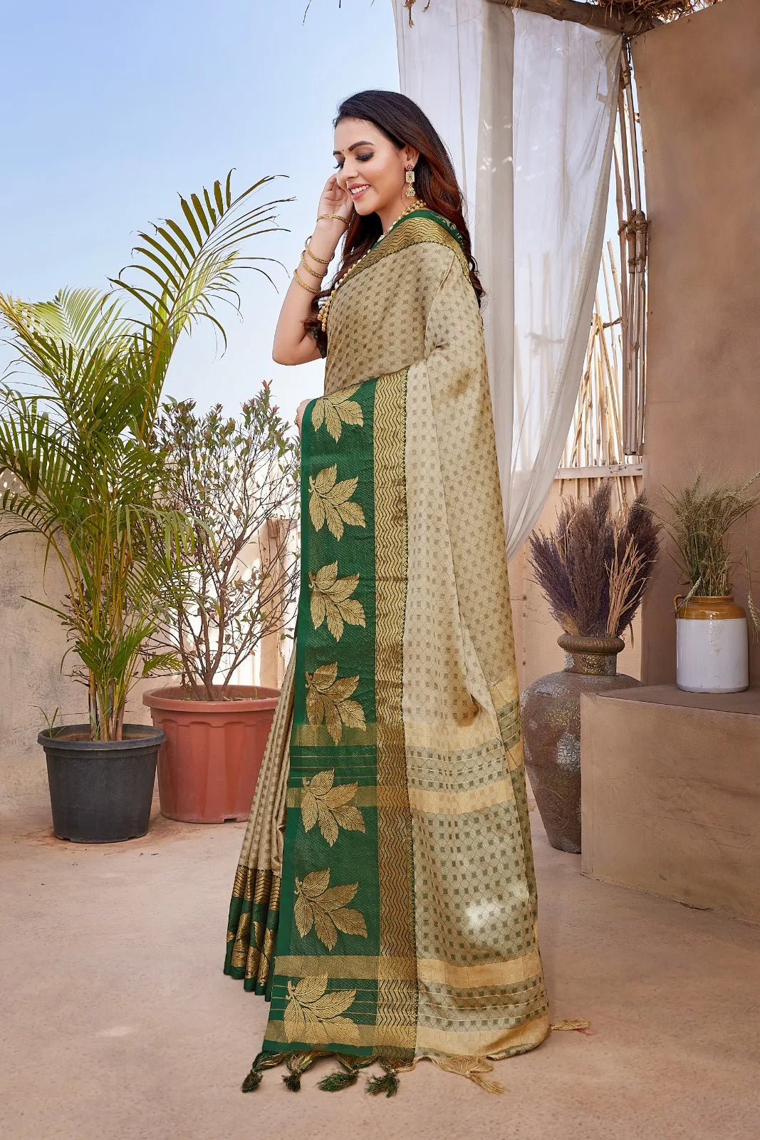 Trisha Silk Saree With Zari Border - Mira Fashion