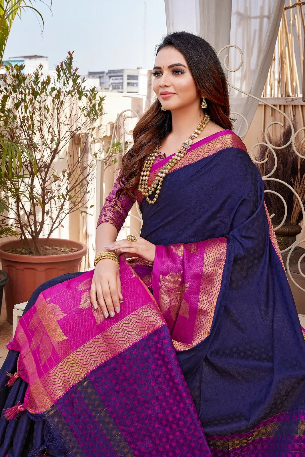 Trisha Silk Saree With Zari Border - Mira Fashion