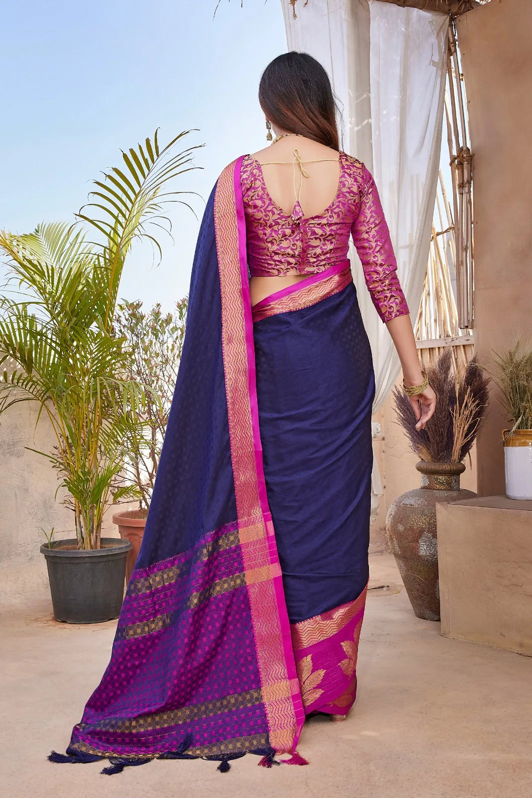 Trisha Silk Saree With Zari Border - Mira Fashion