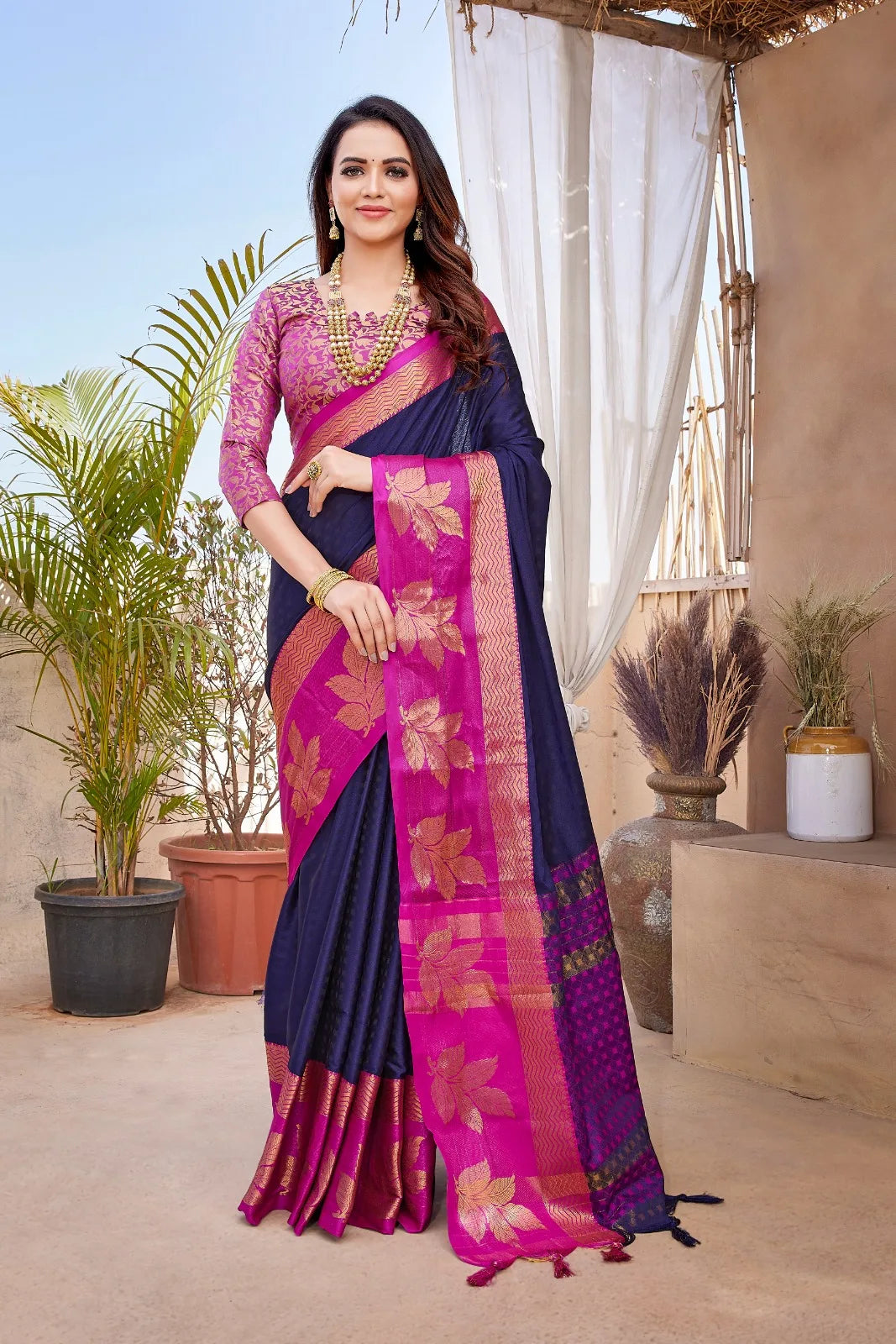 Trisha Silk Saree With Zari Border - Mira Fashion