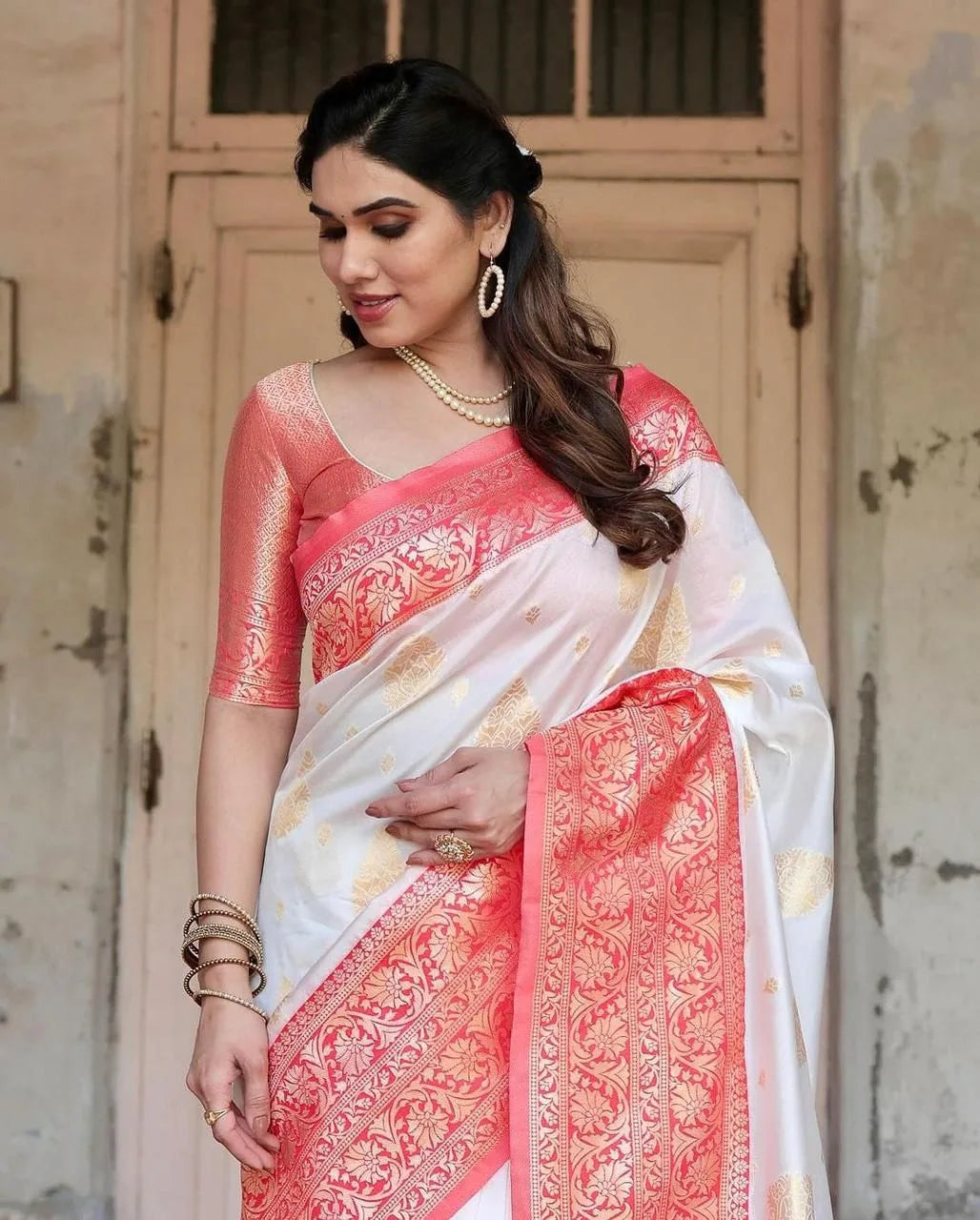 Soft Lichi Silk With Beautiful Pallu Jacquard Work Saree - Mira Fashion