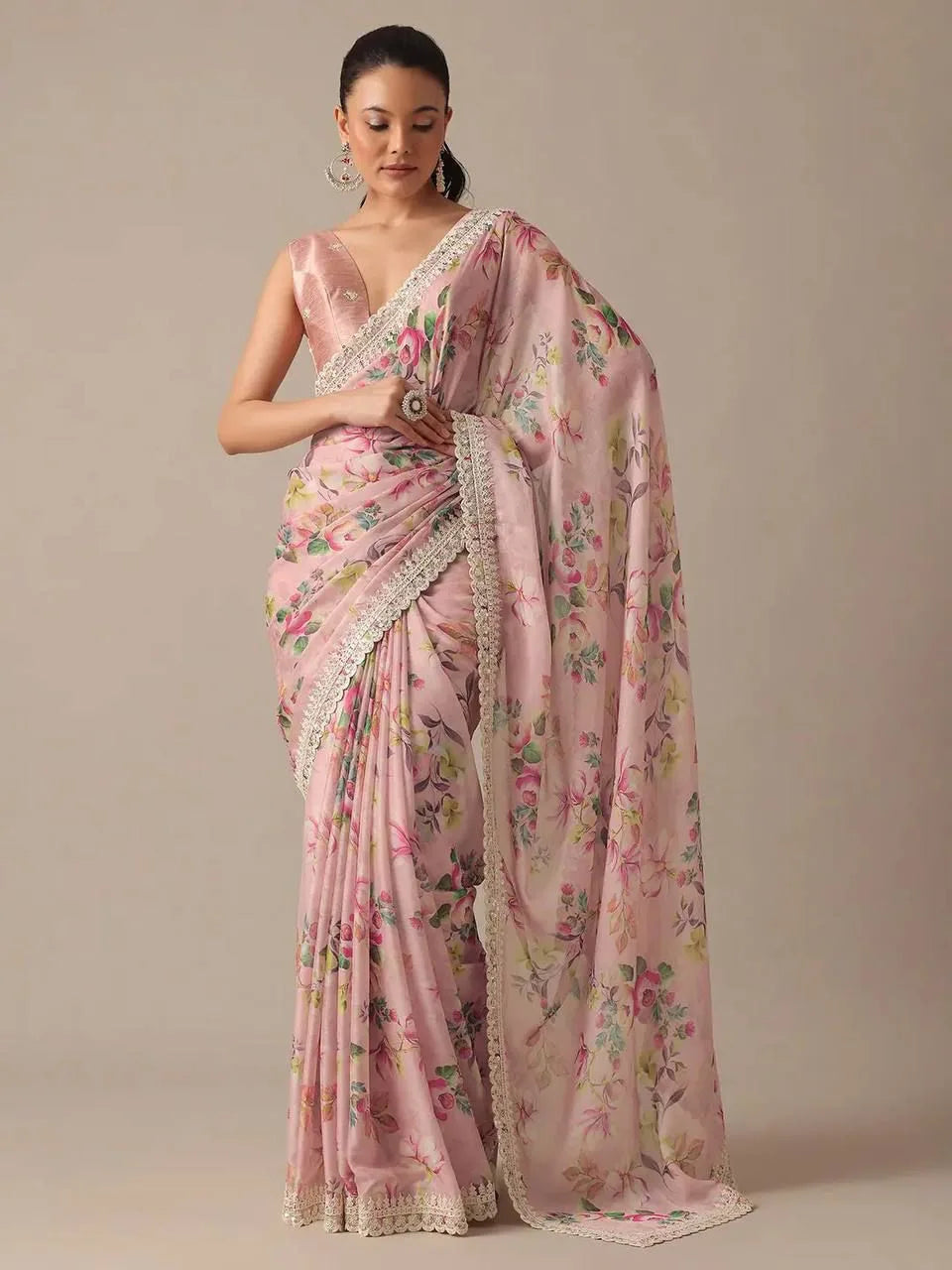 Pure Soft Georgette Saree with Floral Prints - Mira Fashion