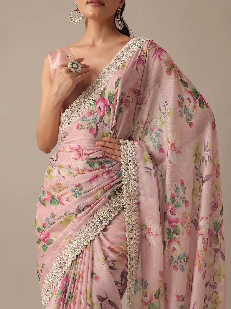 Pure Soft Georgette Saree with Floral Prints - Mira Fashion