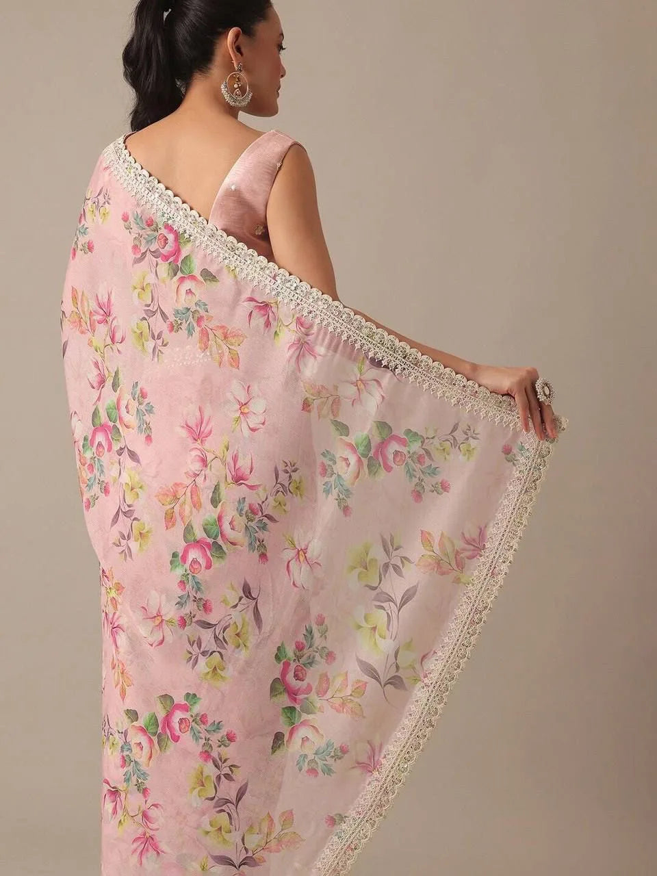 Pure Soft Georgette Saree with Floral Prints - Mira Fashion