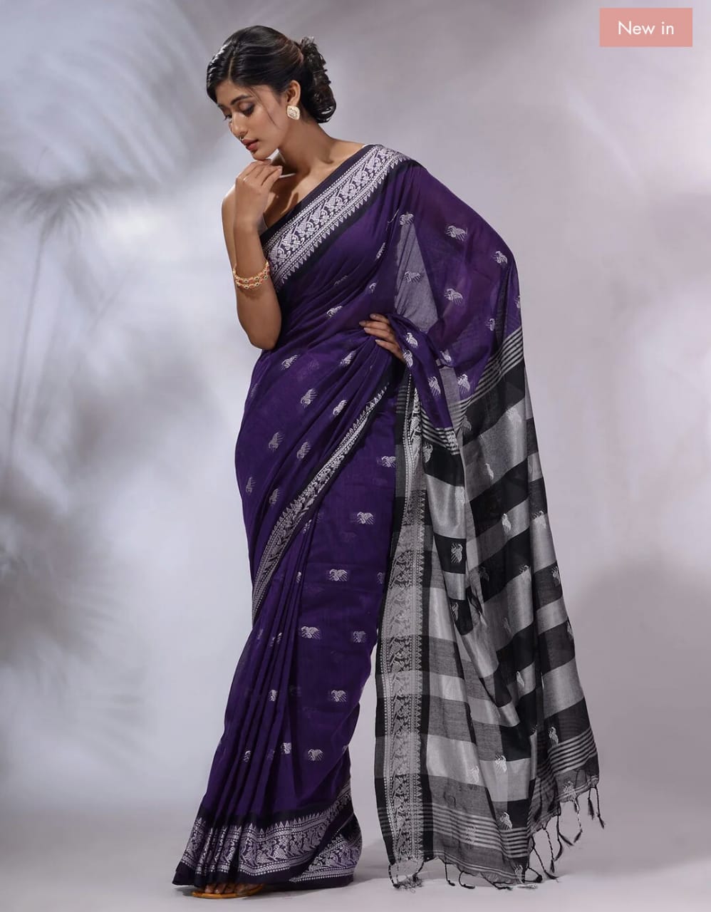 Revolver Blue Pure cotton jackqurd border Saree