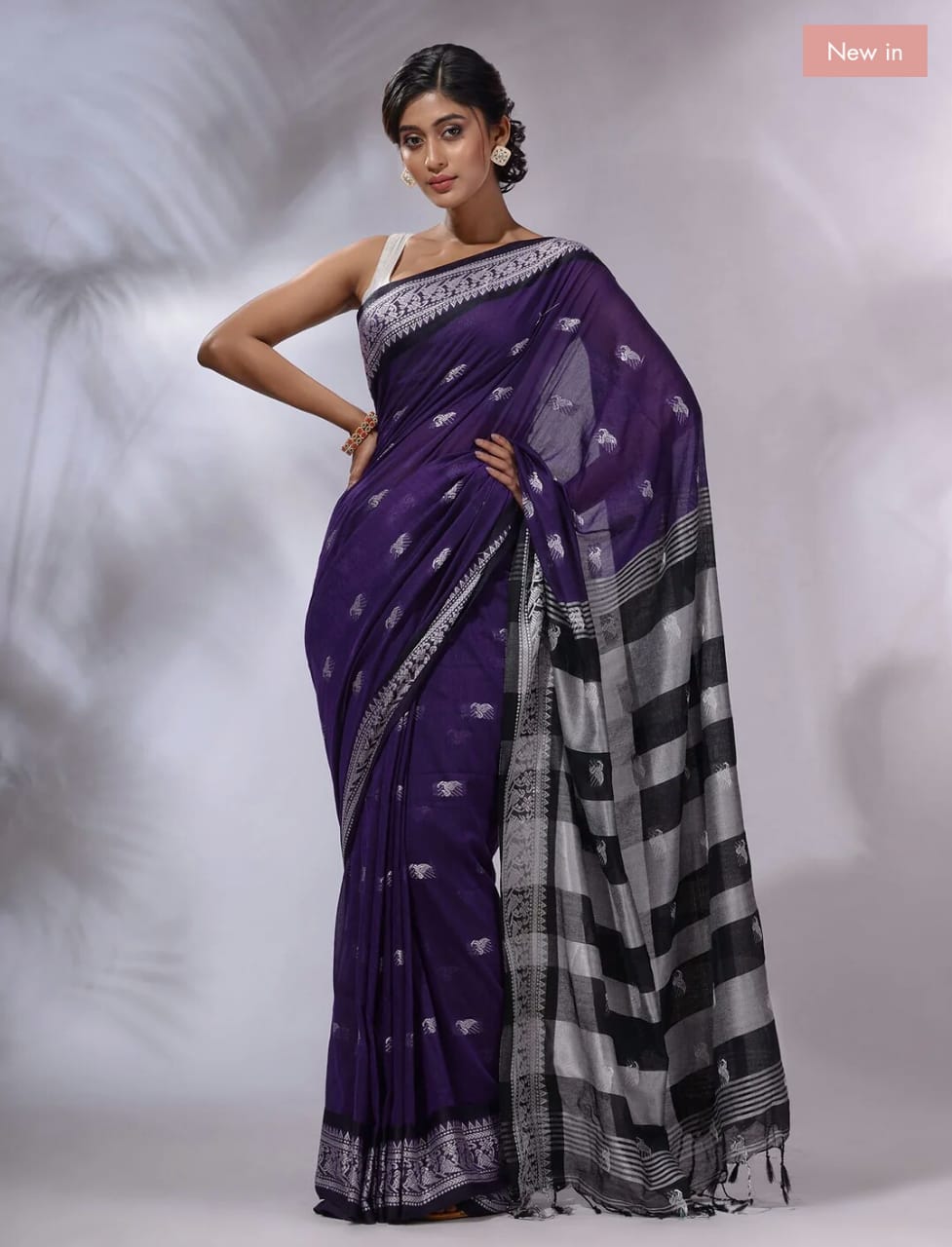 Revolver Blue Pure cotton jackqurd border Saree