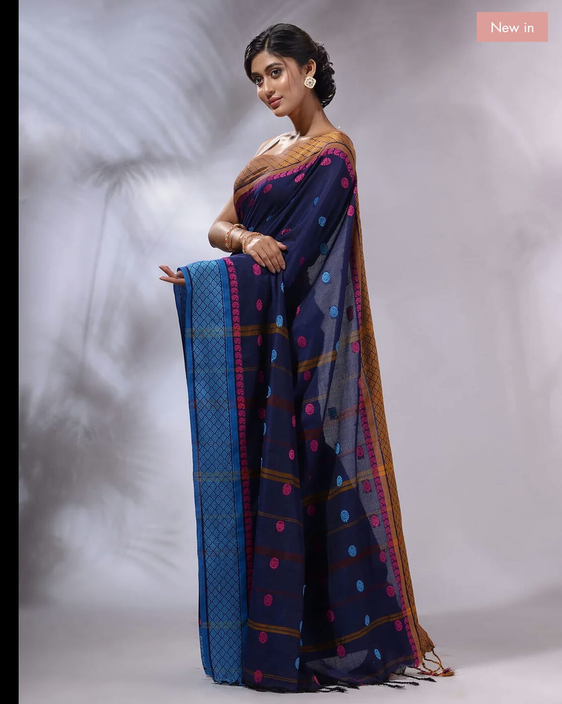 Livid Purple Pure cotton jackqurd border Saree