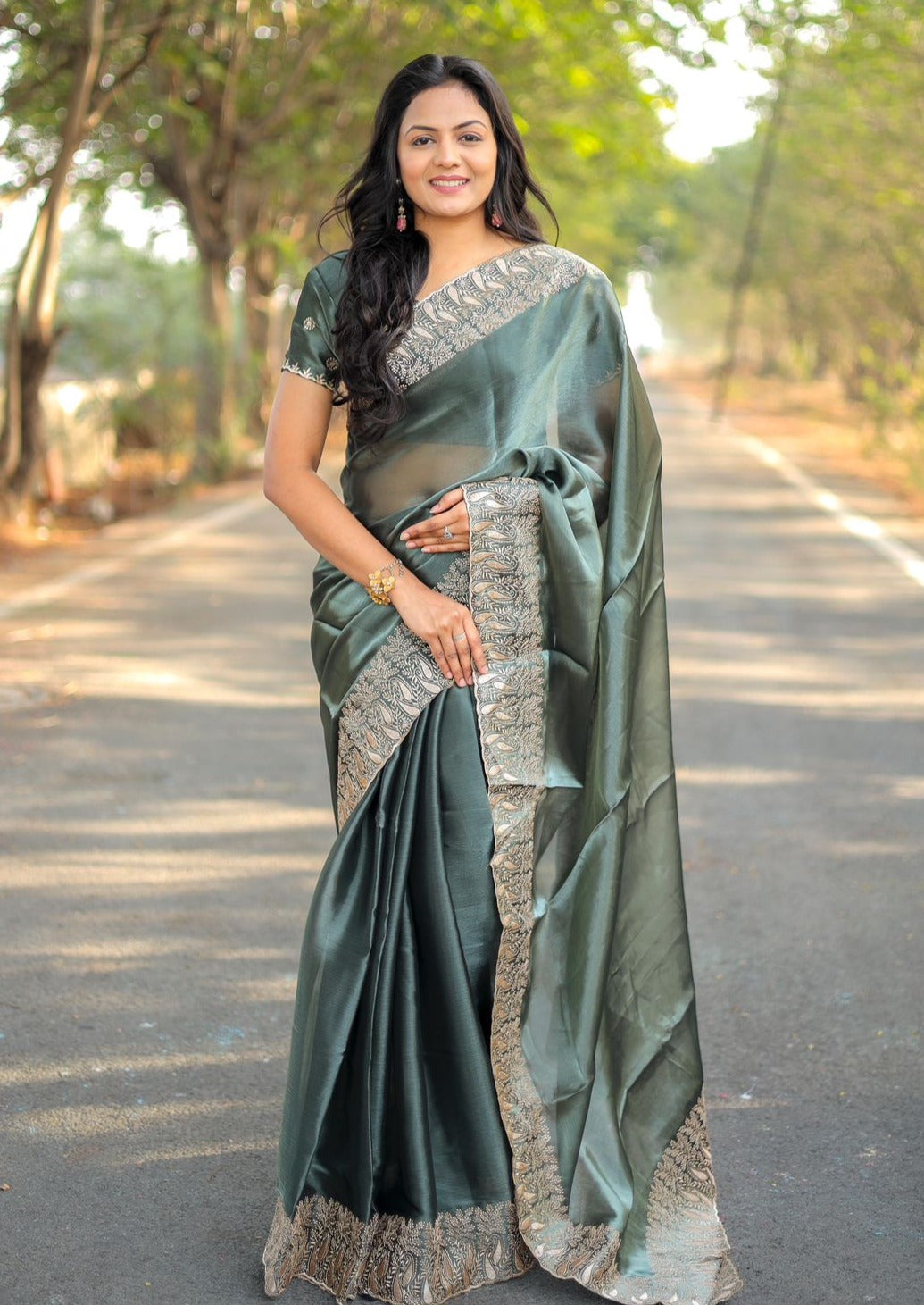 Pure Soft Burbury Silk Saree With Butti Work Blouse