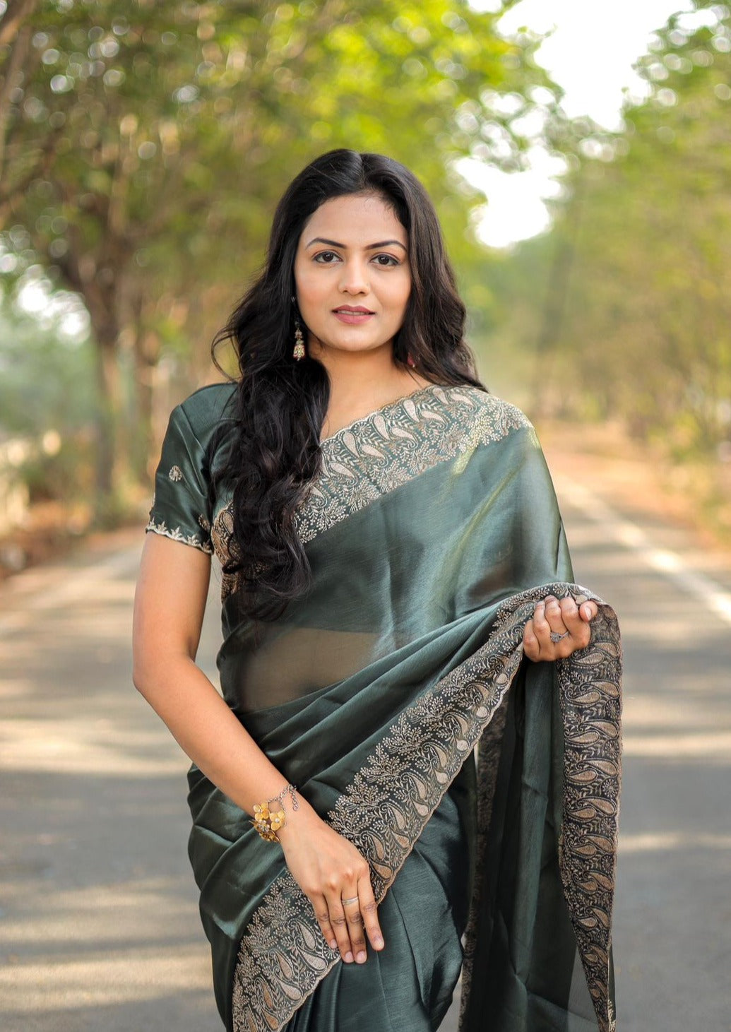 Pure Soft Burbury Silk Saree With Butti Work Blouse