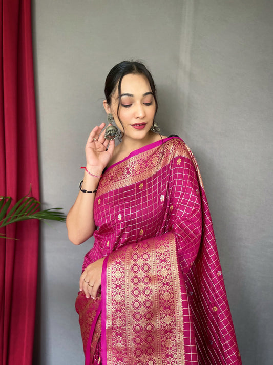 Kalindi Pure Kanjivaram Handloom Saree With Heavy Gold Big Jacquard Weaving Border - Mira Fashion