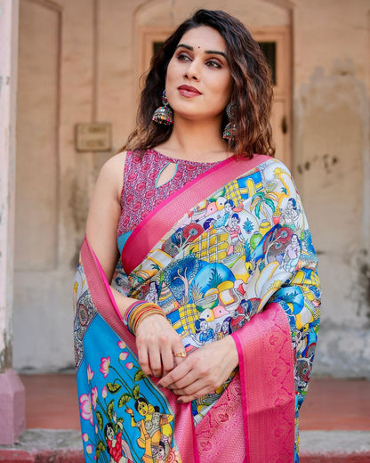 Pure Silk Digital Printed Saree With Regal Charm and Rich Pallu.