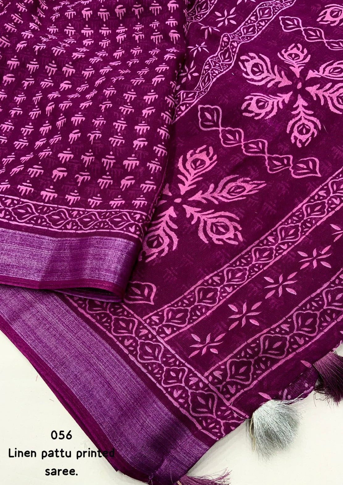 Mogra Linen Saree with Zari Pattu Weaving Border