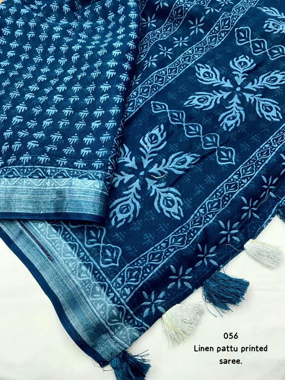 Mogra Linen Saree with Zari Pattu Weaving Border