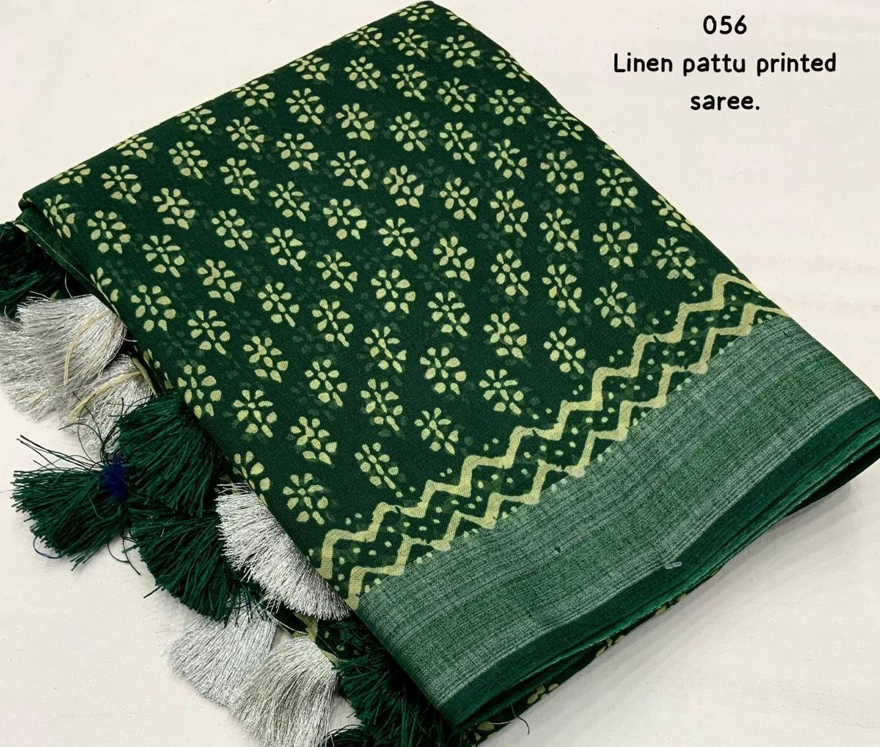 Mogra Linen Saree with Zari Pattu Weaving Border