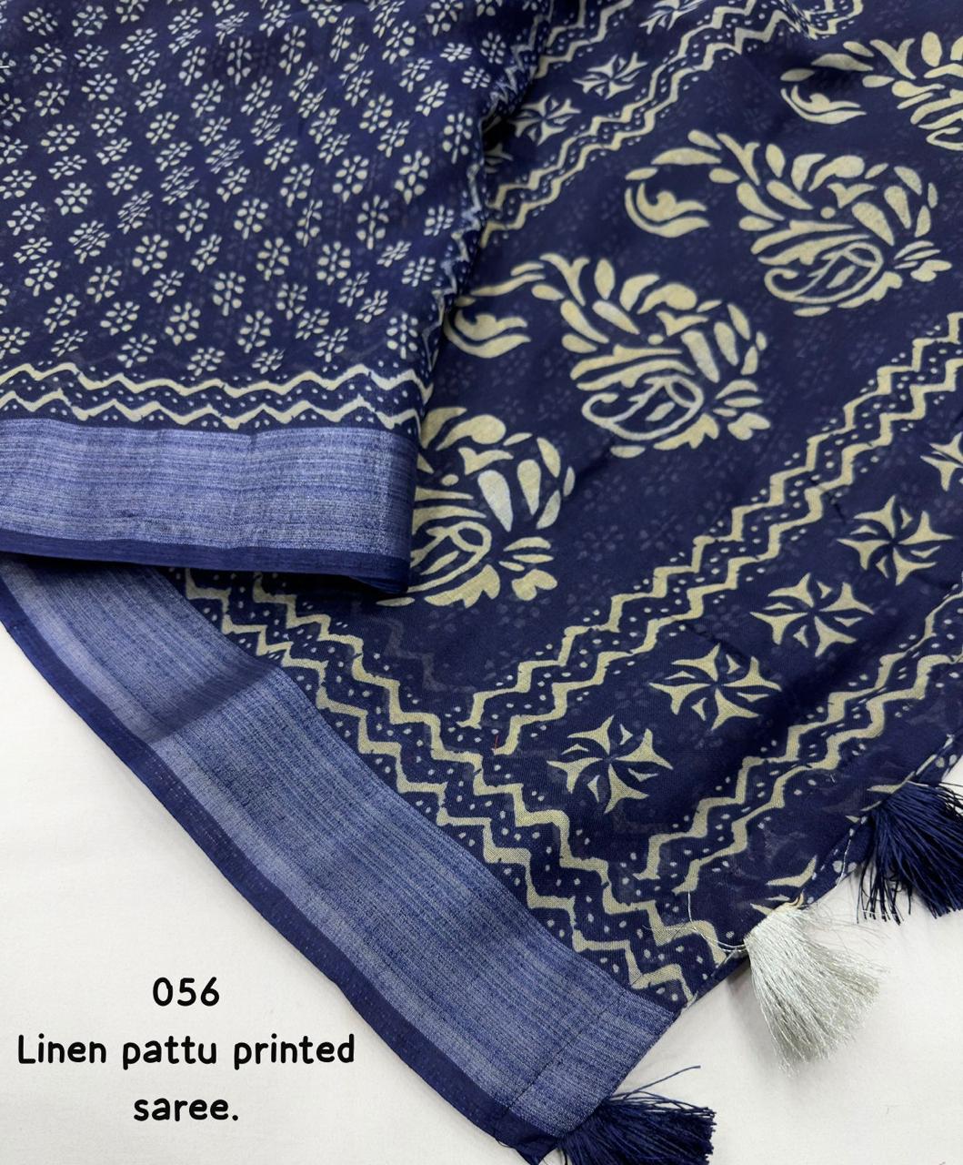 Mogra Linen Saree with Zari Pattu Weaving Border