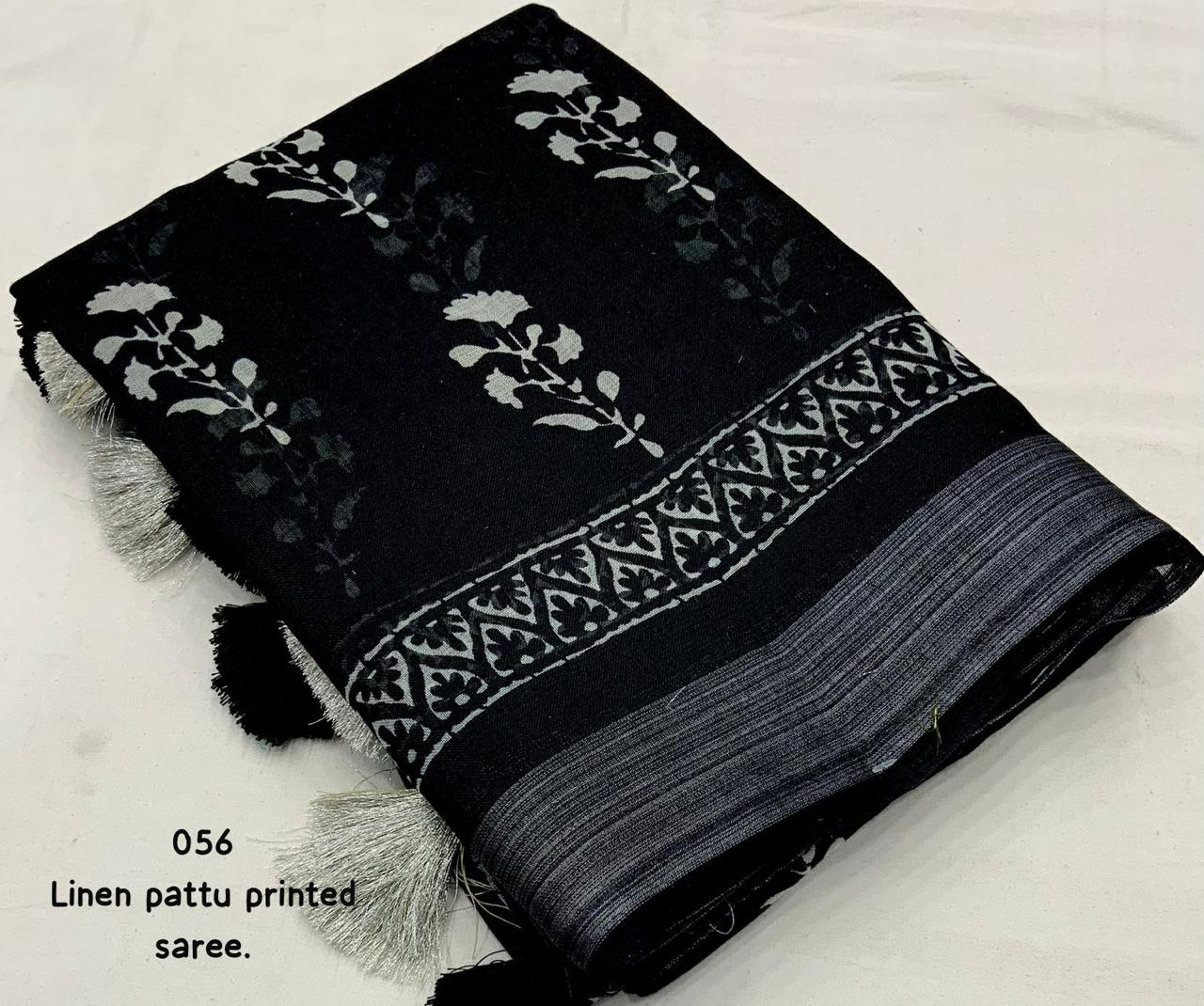 Mogra Linen Saree with Zari Pattu Weaving Border