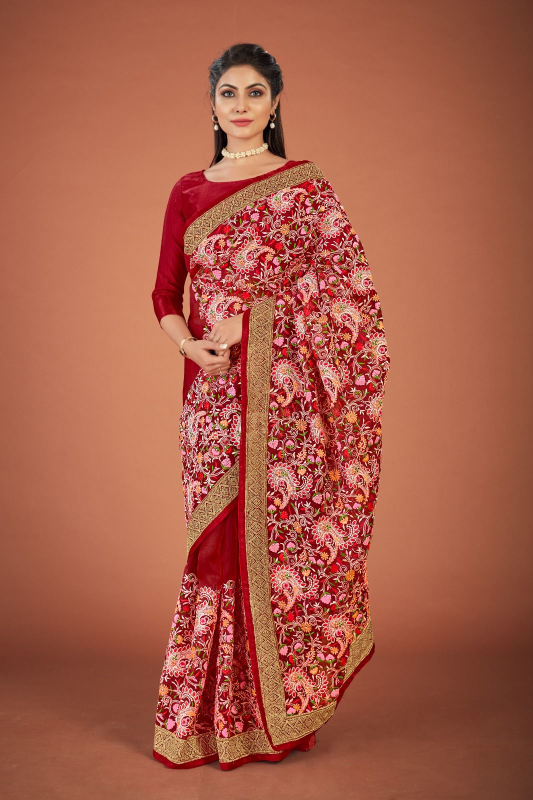 Premium Organza Saree With Beautiful Multi Thread Work