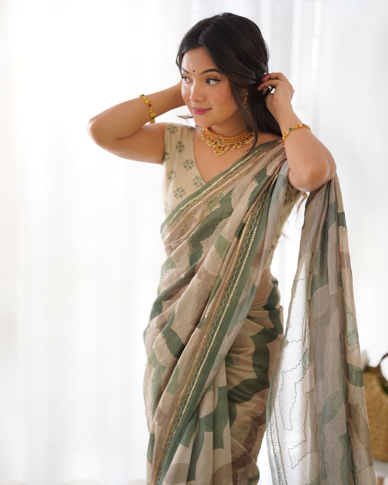 Premium Tusser Saree With Designer Katha Work