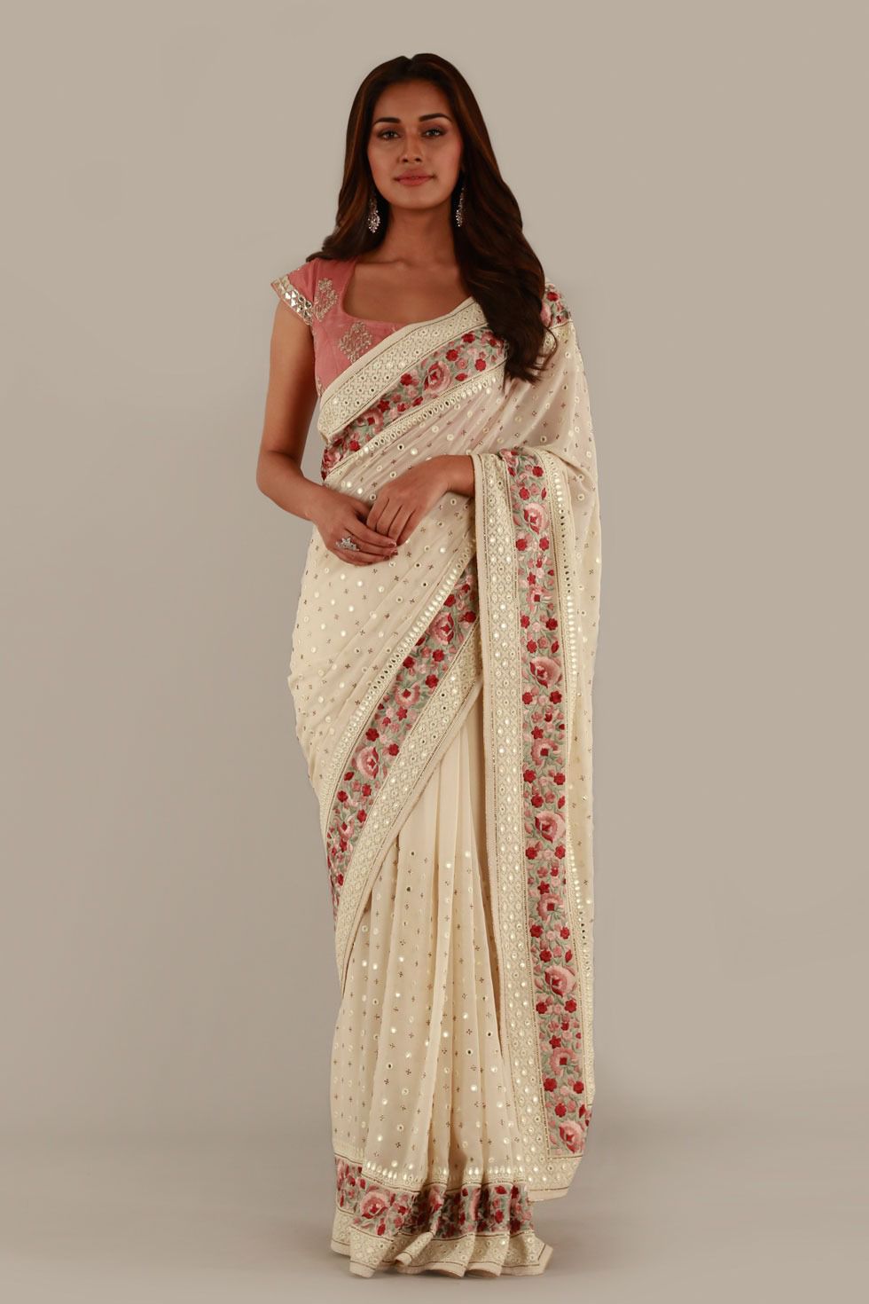 Superb Soft Refined Georgette Silk Saree With Embroidery Border and Sequencing Work