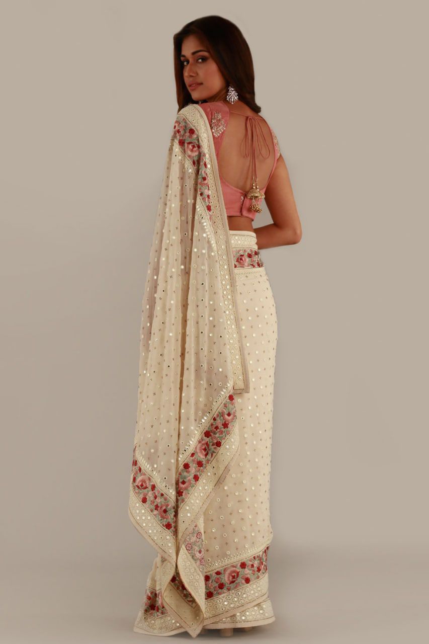 Superb Soft Refined Georgette Silk Saree With Embroidery Border and Sequencing Work