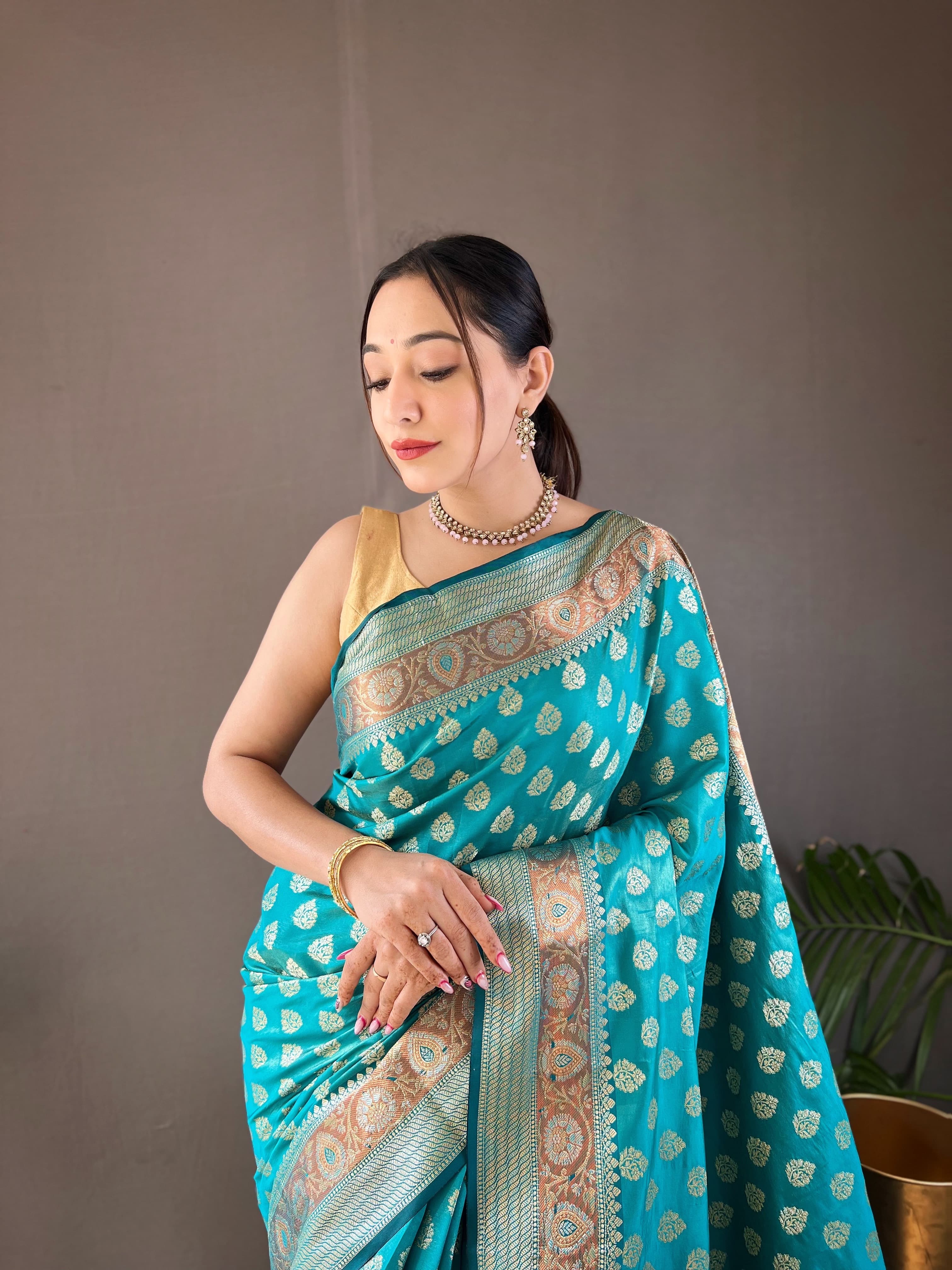 Aqua Blue Color Rosy Soft Silk Saree With Beautiful Border And Rich Pallu