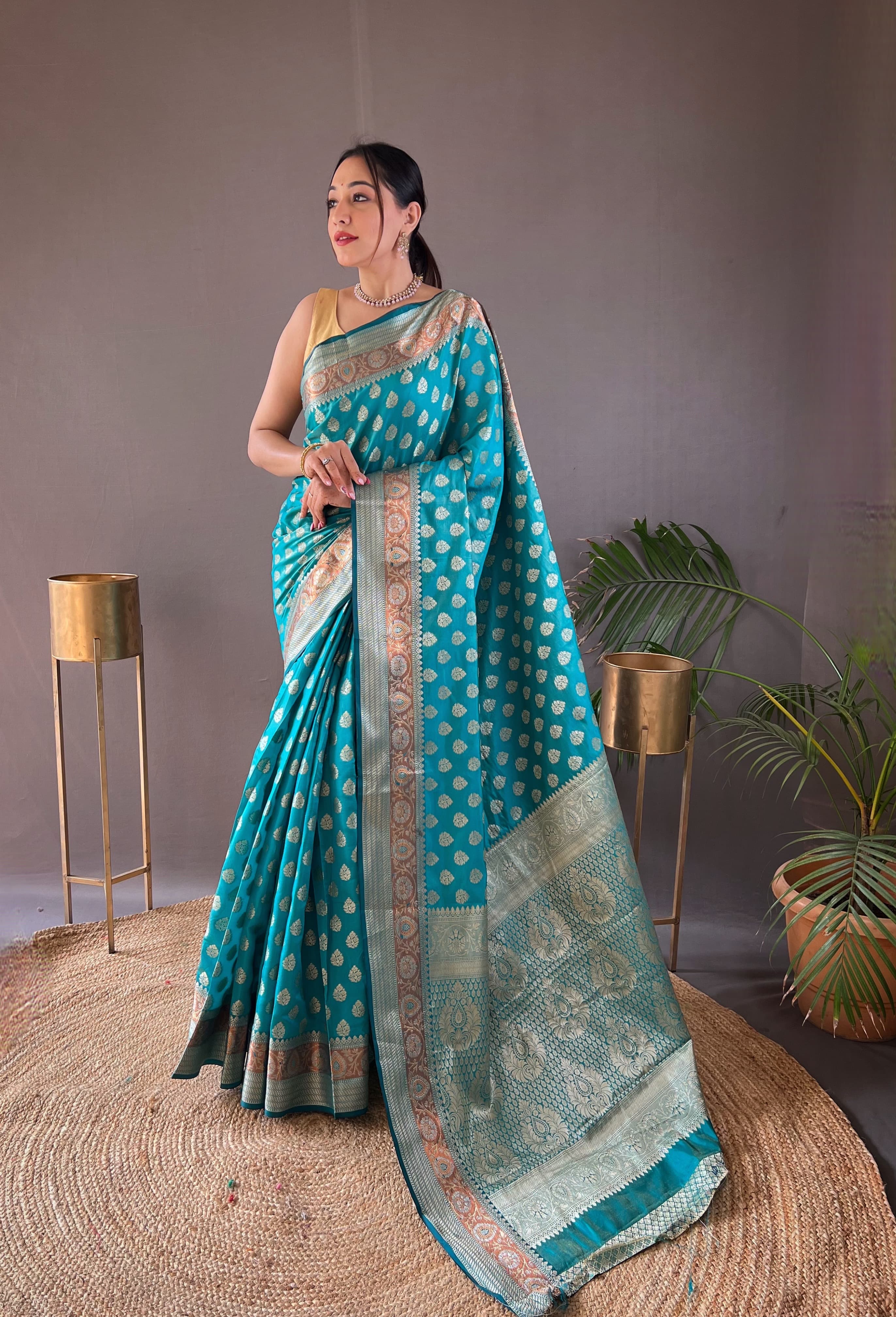 Aqua Blue Color Rosy Soft Silk Saree With Beautiful Border And Rich Pallu