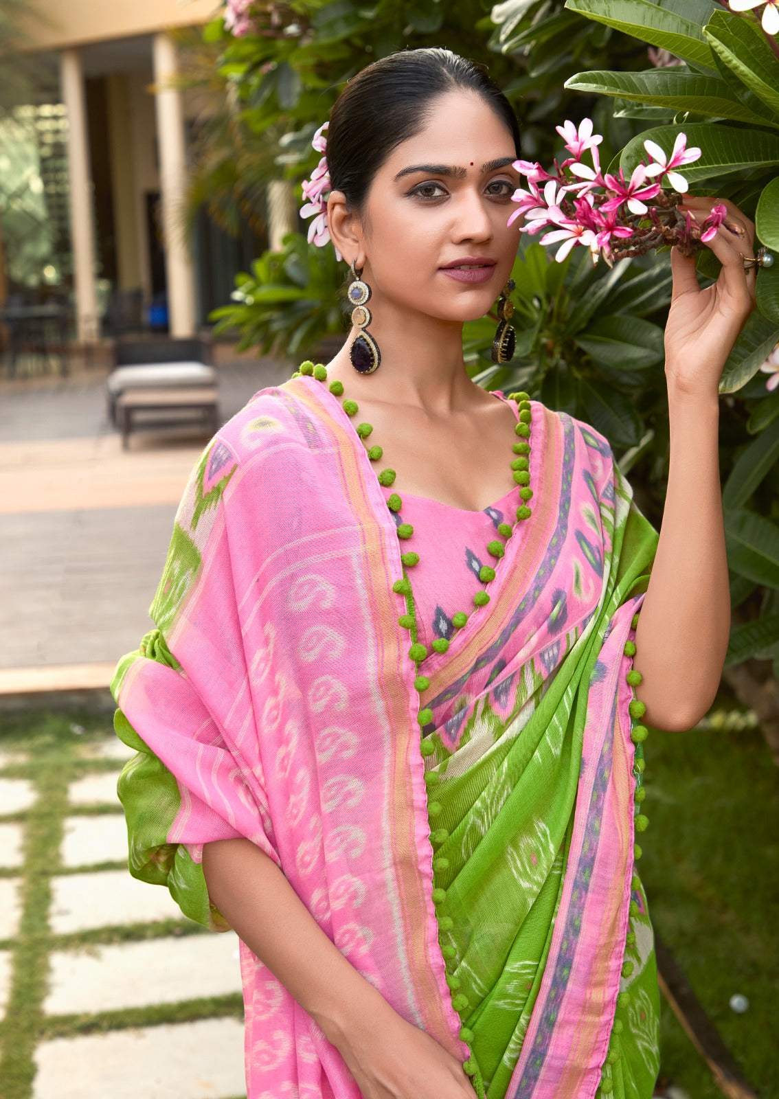 Granny Smith Apple Green Mul Mul Cotton Saree