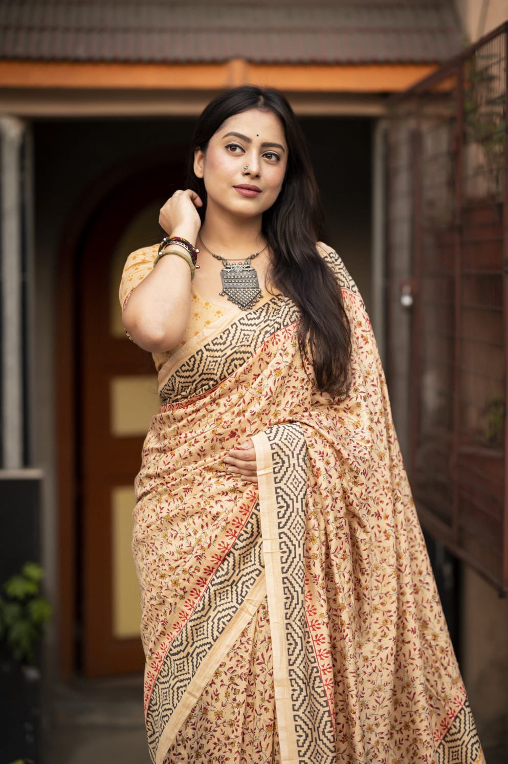 Pure Chanderi Cotton Saree With Handblock Printed Design-3