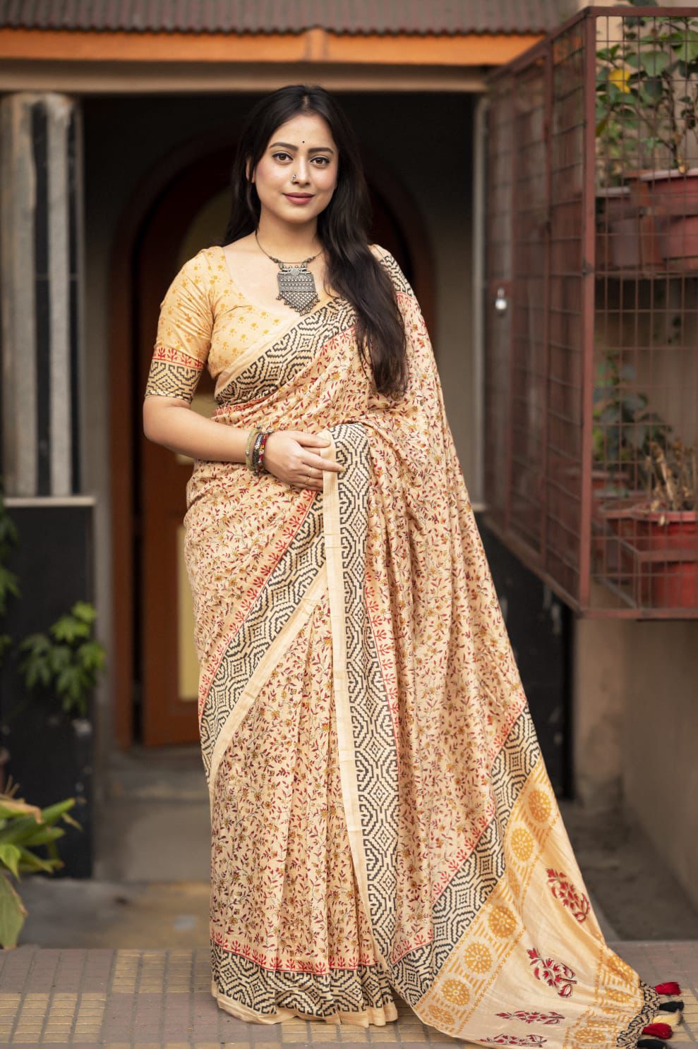 Pure Chanderi Cotton Saree With Handblock Printed Design-3