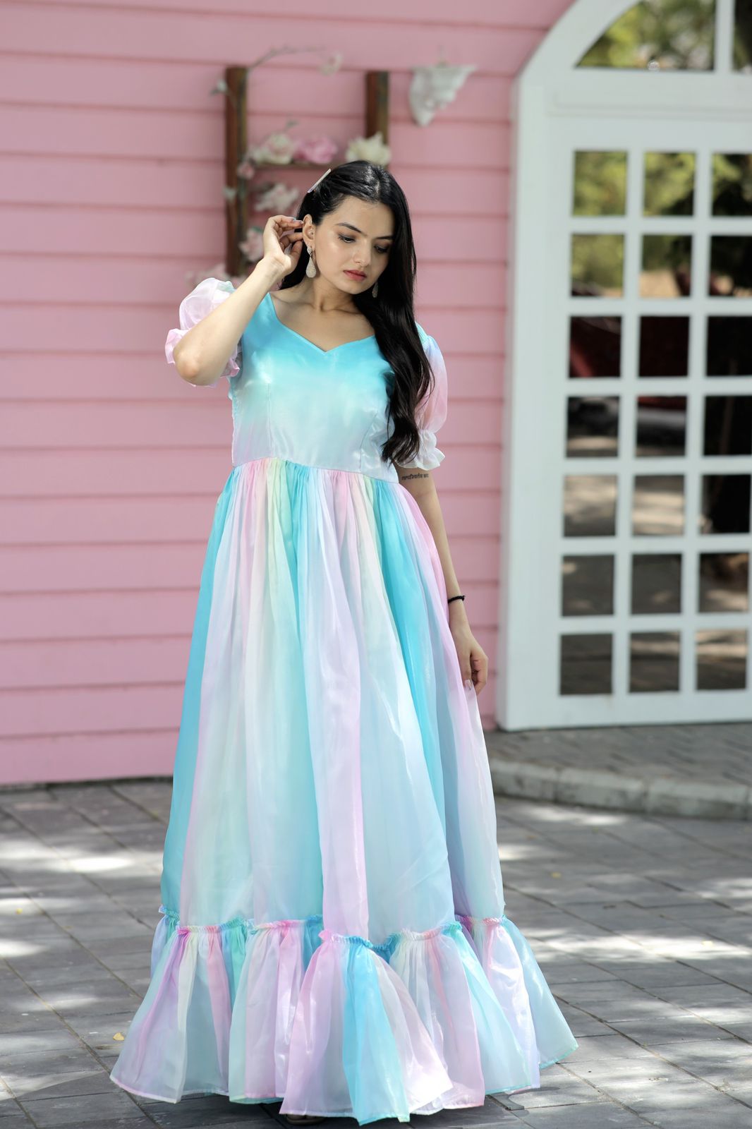 Multi Color Jimmy Silk Designer Gown