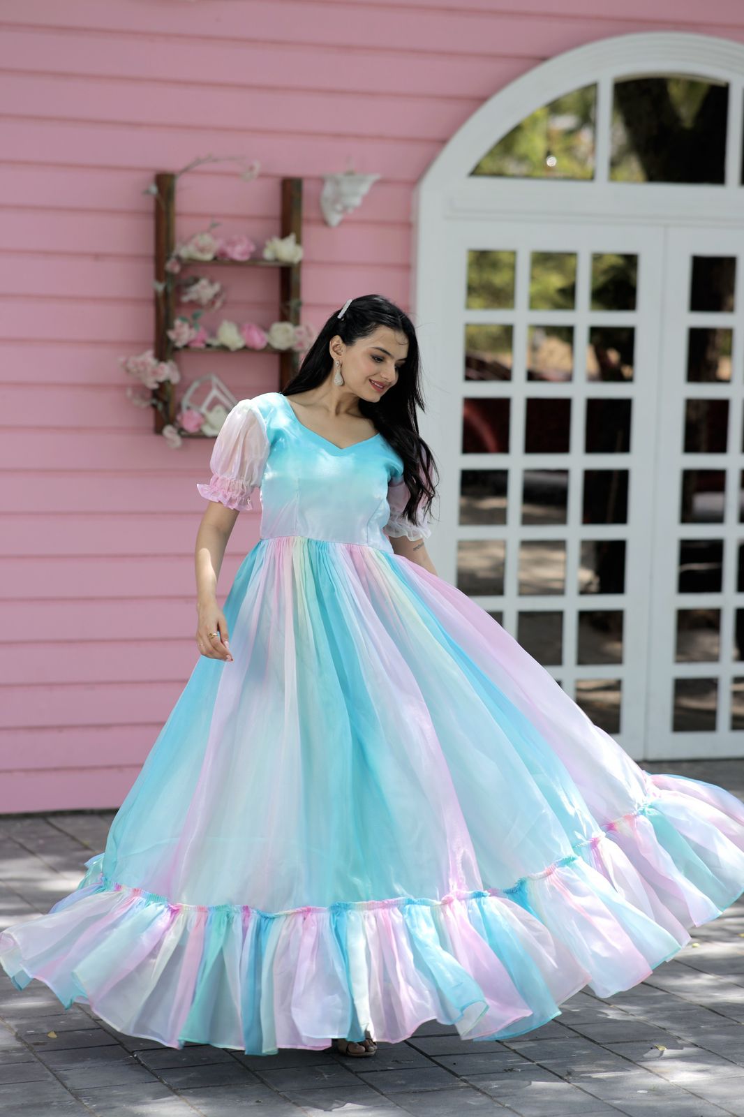 Multi Color Jimmy Silk Designer Gown