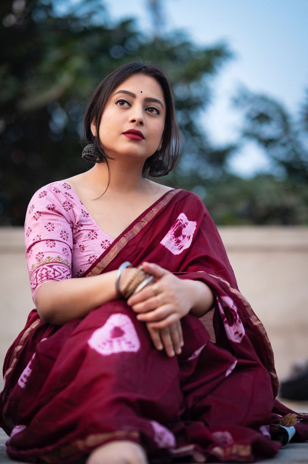 Dark Purple Color Soft Pure Chanderi Cotton Saree With Block Printed Shibori Butta and Block Print Pallu